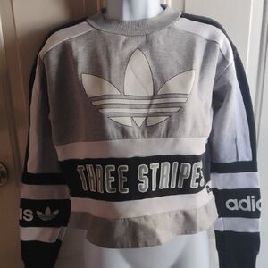 Adidas Gray and Black Three Stripes Sweatshirt